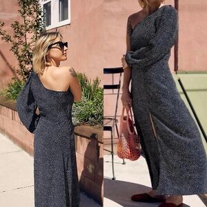 Free People One Shoulder Polka Dot Maxi Dress Sz 0